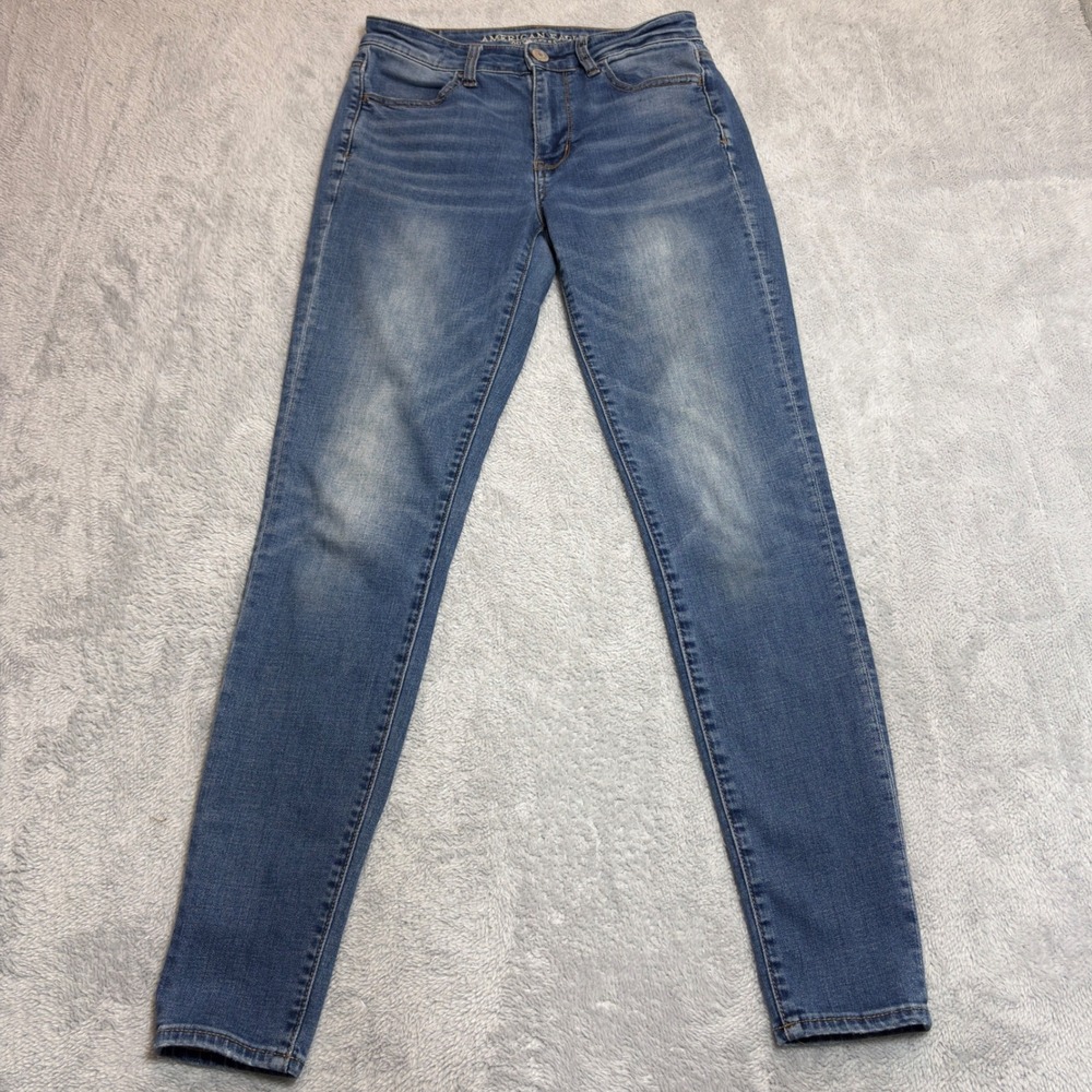 American Eagle Skinny Jeans Women's 4 Blue Super Stretch X High Rise Denim 28/30